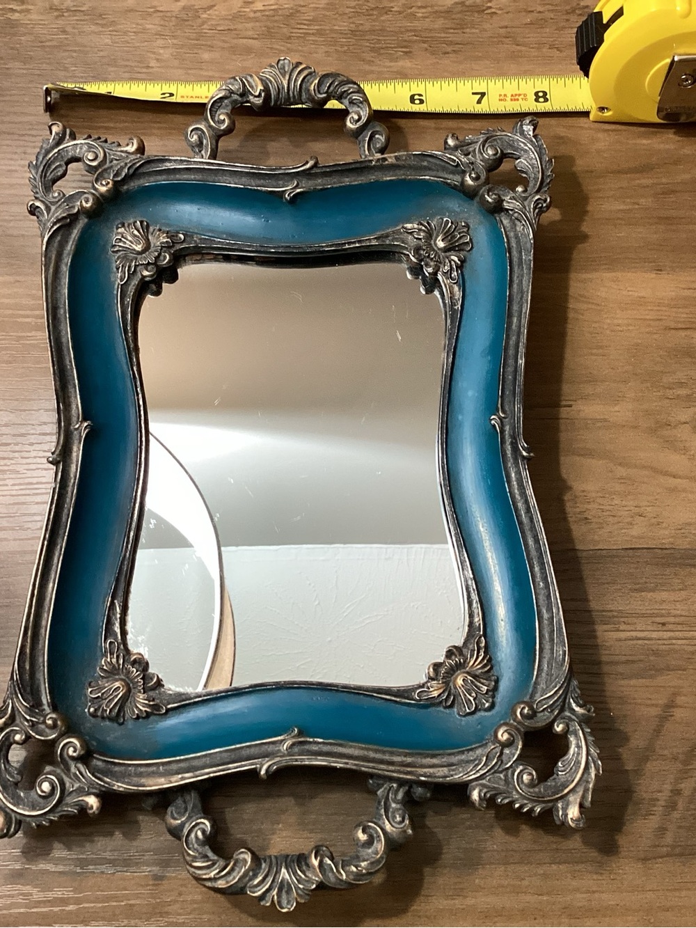 Vintage-Style Teal Frame Mirror